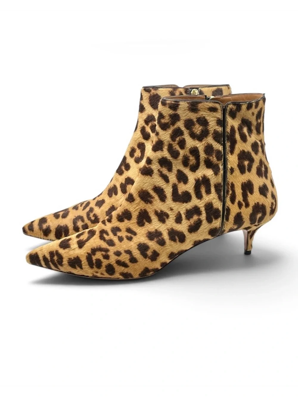 Aquazzura Leopard Print Calf Hair Booties Size 41 Kitten Heel